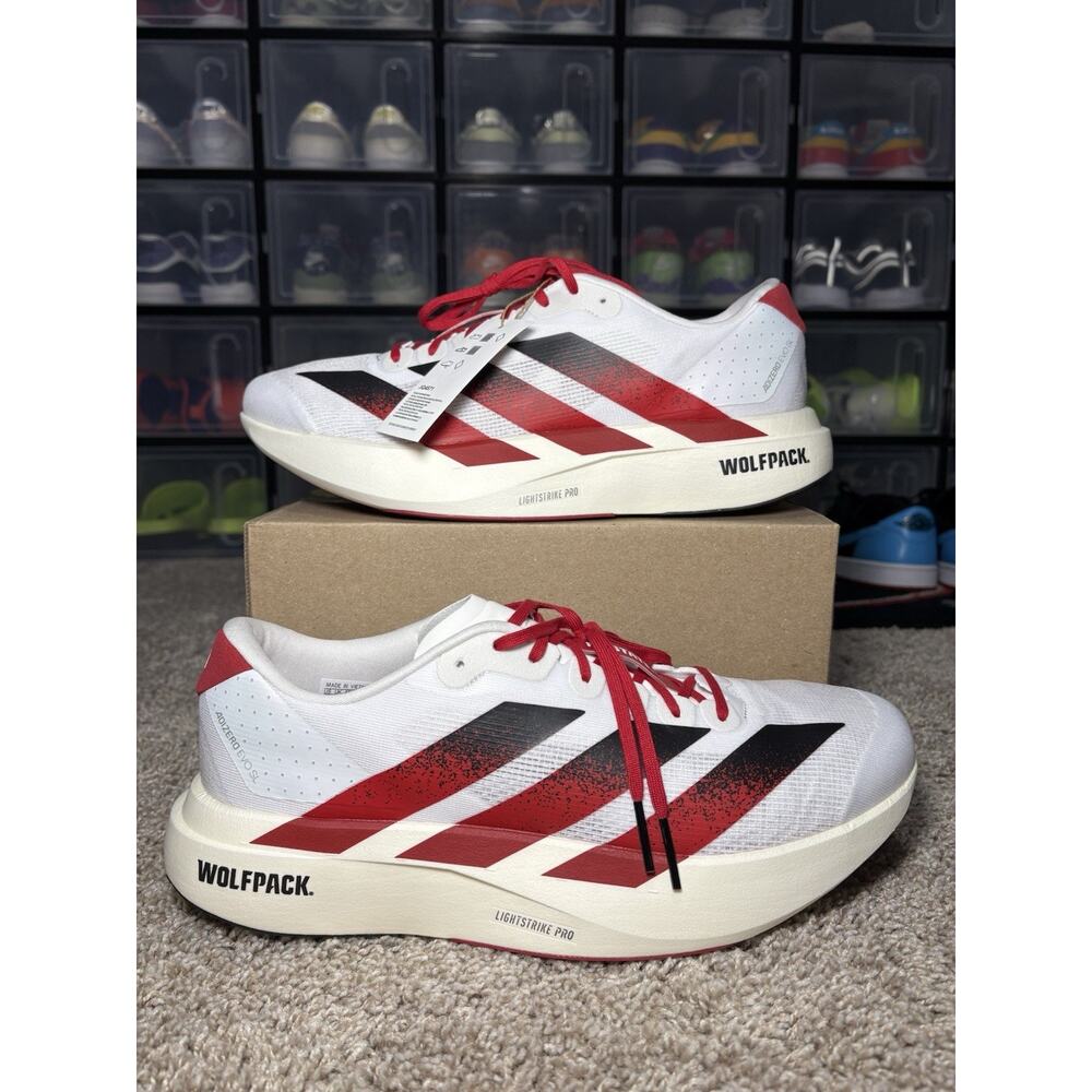 Adidas Adizero Evo SL NC State Wolfpack White Red Running JQ4571 Men's Size 11